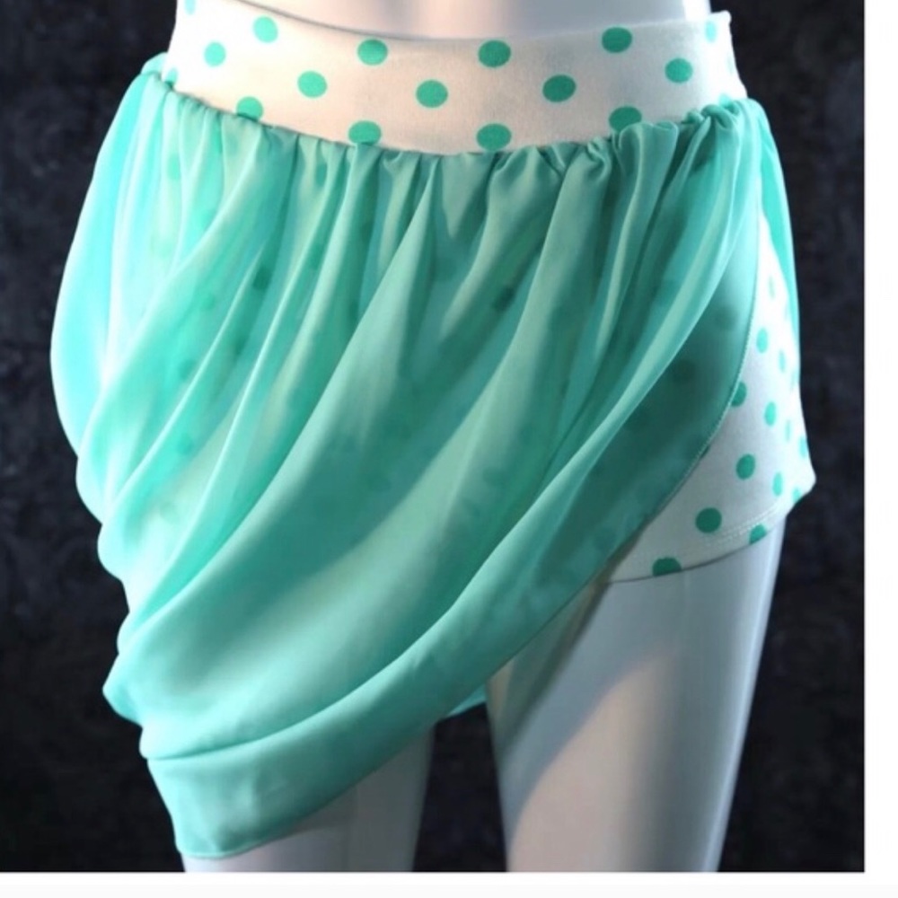 Mint Green & White Polka Dot Skirt/Shorts